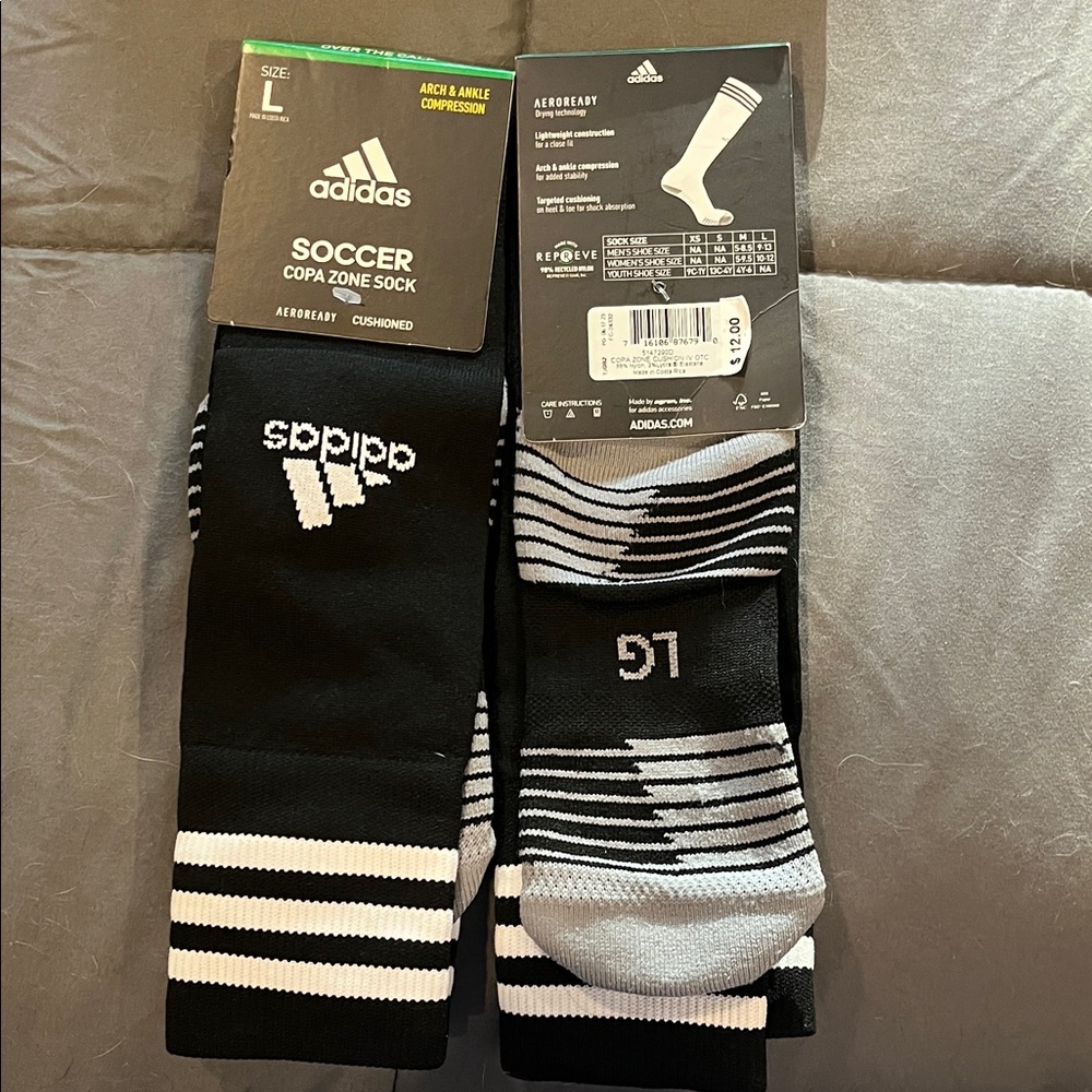 2 pair Adidas Black and White soccer copa zone Socks